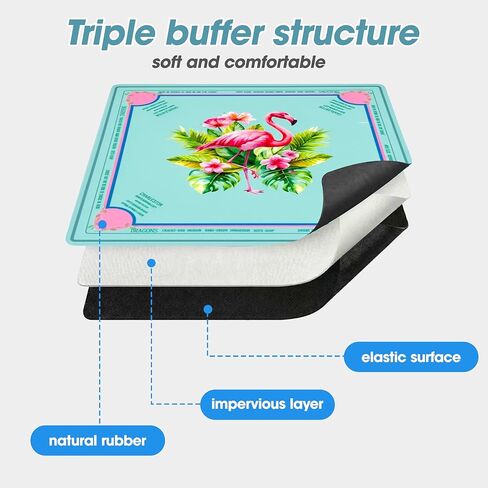 Mahjong Mat 32x32 Inch Hand-Drawn Style Non-Slip Style Quiet Play Mat with Rules Anti-Wrinkle Waterproof Suitable for Trendy Parties Poker Board Games Dominoes in Saudi Arabia