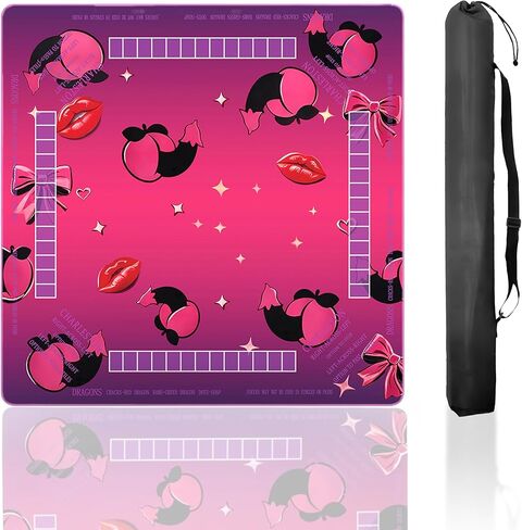 Mahjong Mat 32x32 Inch Hand-Drawn Style Non-Slip Style Quiet Play Mat with Rules Anti-Wrinkle Waterproof Suitable for Trendy Parties Poker Board Games Dominoes in Saudi Arabia