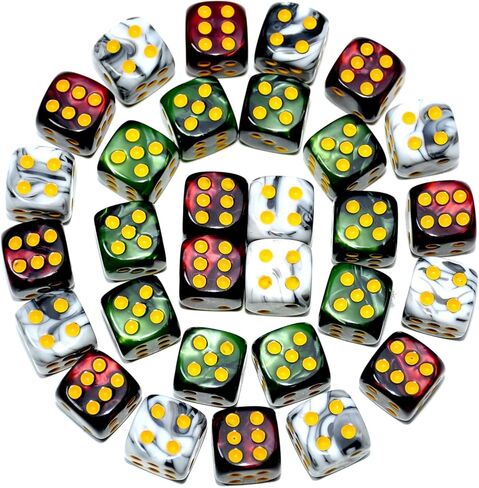 Smartdealspro 30-Pack 12mm Double Color Round Angle Six Sided Dice Die with Free Pouch for Tenzi, Farkle, Yahtzee, Bunco, Teaching Math, Lord of the Ring Living Card Game in Kuwait