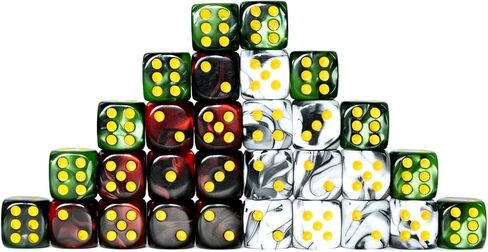 Smartdealspro 30-Pack 12mm Double Color Round Angle Six Sided Dice Die with Free Pouch for Tenzi, Farkle, Yahtzee, Bunco, Teaching Math, Lord of the Ring Living Card Game in Kuwait