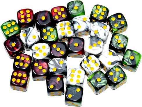 Smartdealspro 30-Pack 12mm Double Color Round Angle Six Sided Dice Die with Free Pouch for Tenzi, Farkle, Yahtzee, Bunco, Teaching Math, Lord of the Ring Living Card Game in Kuwait