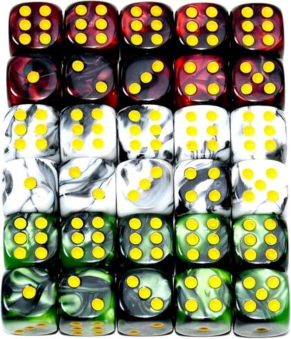 Smartdealspro 30-Pack 12mm Double Color Round Angle Six Sided Dice Die with Free Pouch for Tenzi, Farkle, Yahtzee, Bunco, Teaching Math, Lord of the Ring Living Card Game in Kuwait