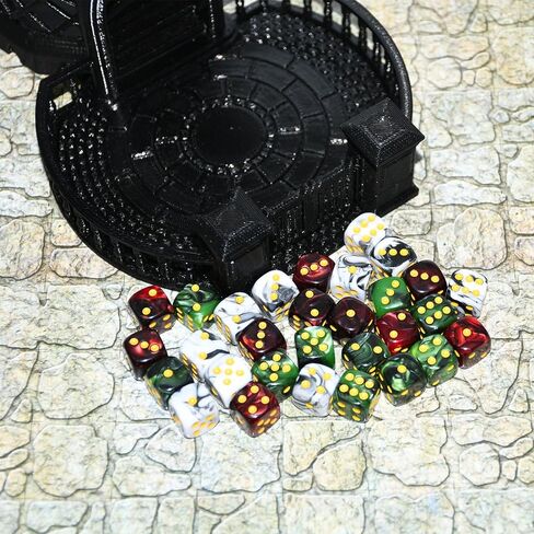 Smartdealspro 30-Pack 12mm Double Color Round Angle Six Sided Dice Die with Free Pouch for Tenzi, Farkle, Yahtzee, Bunco, Teaching Math, Lord of the Ring Living Card Game in Kuwait