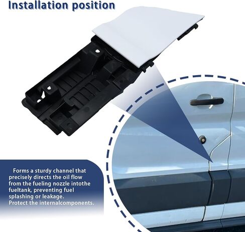 Fuel Filler Door Assembly Compatible with Ford 2015-2023 Transit 150 250 350 350HD 3.5L 3.7L V6, Gas Door Cap, Housing Pocket with White Cover, Replaces CK4Z-5427936-A CK4Z-5427936-F in Saudi Arabia