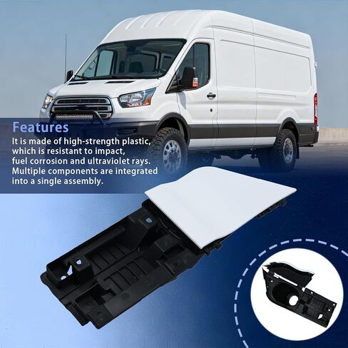 Fuel Filler Door Assembly Compatible with Ford 2015-2023 Transit 150 250 350 350HD 3.5L 3.7L V6, Gas Door Cap, Housing Pocket with White Cover, Replaces CK4Z-5427936-A CK4Z-5427936-F in Saudi Arabia