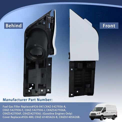 Fuel Filler Door Assembly Compatible with Ford 2015-2023 Transit 150 250 350 350HD 3.5L 3.7L V6, Gas Door Cap, Housing Pocket with White Cover, Replaces CK4Z-5427936-A CK4Z-5427936-F in Saudi Arabia