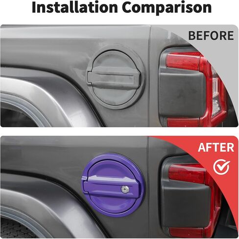 JWWY Fuel Filler Door Gas Tank Cap Cover with Lock Fit for 2018-2026 Jeep Wrangler JL & Unlimited Sport Rubicon Sahara 2/4 Door, Aluminum Fuel Door Exterior Accessories,Purple in Kuwait