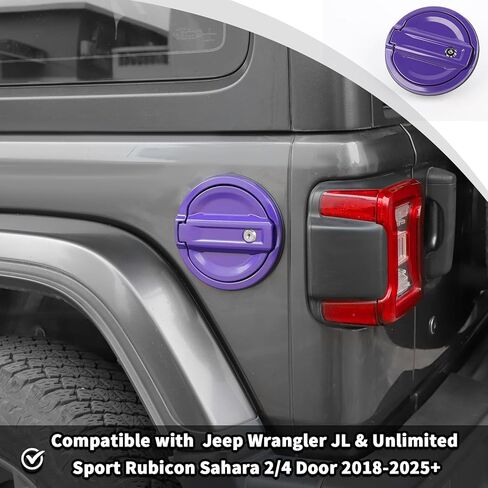 JWWY Fuel Filler Door Gas Tank Cap Cover with Lock Fit for 2018-2026 Jeep Wrangler JL & Unlimited Sport Rubicon Sahara 2/4 Door, Aluminum Fuel Door Exterior Accessories,Purple in Kuwait