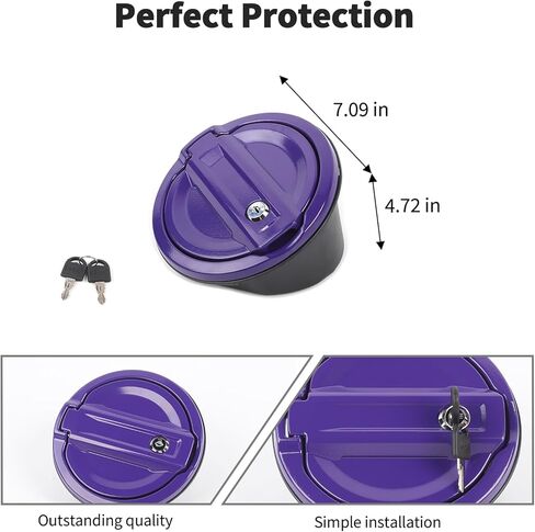JWWY Fuel Filler Door Gas Tank Cap Cover with Lock Fit for 2018-2026 Jeep Wrangler JL & Unlimited Sport Rubicon Sahara 2/4 Door, Aluminum Fuel Door Exterior Accessories,Purple in Kuwait