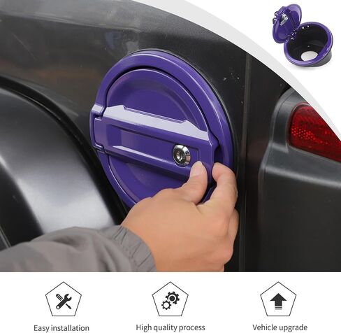 JWWY Fuel Filler Door Gas Tank Cap Cover with Lock Fit for 2018-2026 Jeep Wrangler JL & Unlimited Sport Rubicon Sahara 2/4 Door, Aluminum Fuel Door Exterior Accessories,Purple in Kuwait