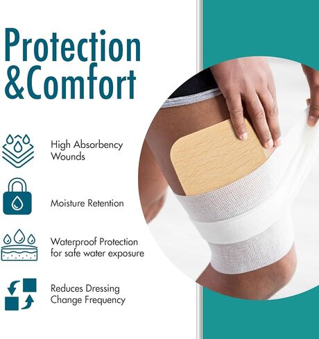 ضمادات رغوية مقاومة للماء غير لاصقة من Dynarex FoamFlex - 4 بوصات × 4 بوصات، ضمادات إسفنجية مسامية وعالية الامتصاص للجروح، صندوق واحد مكون من 10 ضمادات إسفنجية مقاومة للماء غير لاصقة من Dynarex FoamFlex - 4 بوصات × 4 بوصات in Saudi Arabia