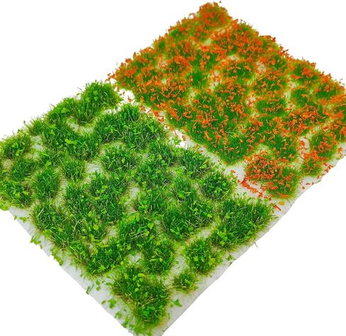 58 Pcs Static Grass Flower Clusters, Irregular Shapes Miniature Grass Tufts for Model Railway Scenery, Train Layouts, Wargaming Terrain, Diorama Landscape – Self-Adhesive Realistic Flocks in Saudi Arabia