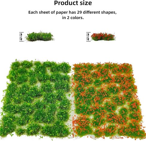 58 Pcs Static Grass Flower Clusters, Irregular Shapes Miniature Grass Tufts for Model Railway Scenery, Train Layouts, Wargaming Terrain, Diorama Landscape – Self-Adhesive Realistic Flocks in Saudi Arabia