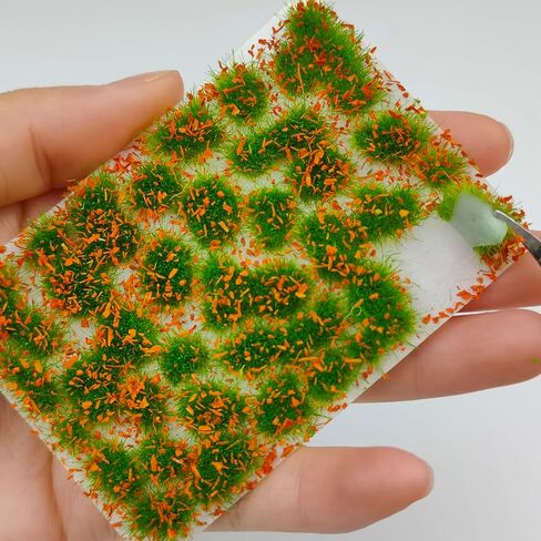 58 Pcs Static Grass Flower Clusters, Irregular Shapes Miniature Grass Tufts for Model Railway Scenery, Train Layouts, Wargaming Terrain, Diorama Landscape – Self-Adhesive Realistic Flocks in Saudi Arabia