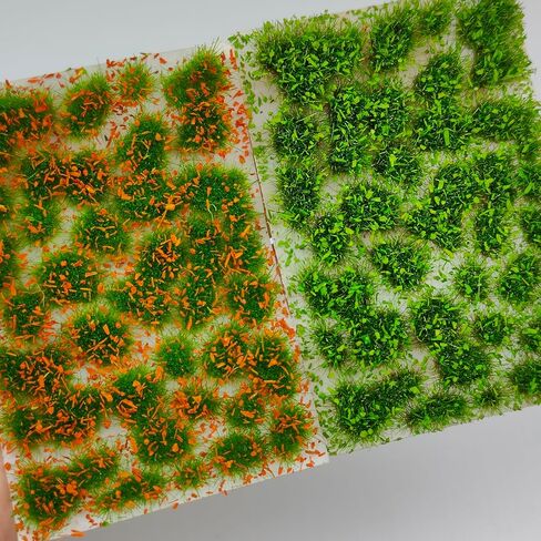 58 Pcs Static Grass Flower Clusters, Irregular Shapes Miniature Grass Tufts for Model Railway Scenery, Train Layouts, Wargaming Terrain, Diorama Landscape – Self-Adhesive Realistic Flocks in Saudi Arabia