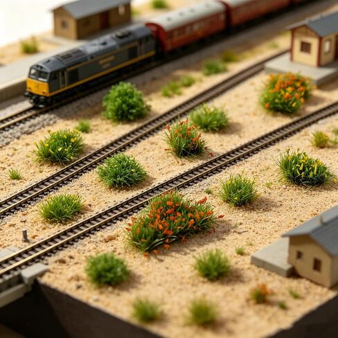 58 Pcs Static Grass Flower Clusters, Irregular Shapes Miniature Grass Tufts for Model Railway Scenery, Train Layouts, Wargaming Terrain, Diorama Landscape – Self-Adhesive Realistic Flocks in Saudi Arabia