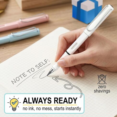 Infinity Forever Pencil,6 Pcs Infinite Pencil,12 Replaceable Nibs,With Eraser,No Need Sharpened,For Sketch, Drawing And Writing,Student Home Office And Study Supplies in Saudi Arabia