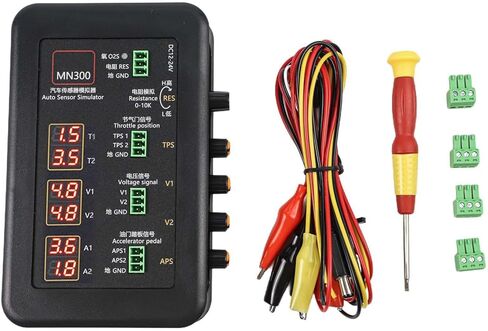 MN300 مولد إشارة محاكاة مستشعر السيارات DC 12-24V لتدفق ضغط الزيت وموضع خنق درجة حرارة الأكسجين واختبار التعزيز مع قنوات الجهد والمقاومة المزدوجة باللون الأسود in Kuwait