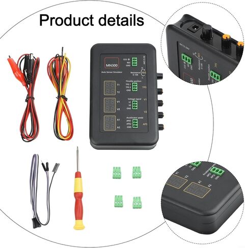 MN300 مولد إشارة محاكاة مستشعر السيارات DC 12-24V لتدفق ضغط الزيت وموضع خنق درجة حرارة الأكسجين واختبار التعزيز مع قنوات الجهد والمقاومة المزدوجة باللون الأسود in Kuwait
