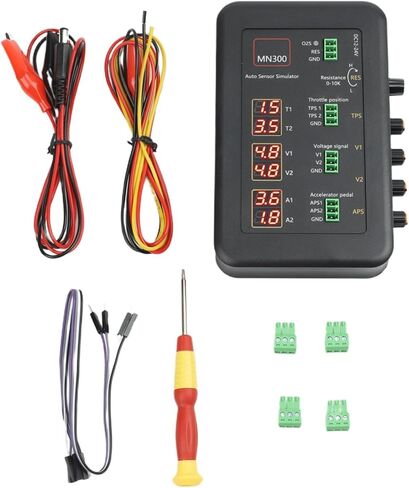 MN300 مولد إشارة محاكاة مستشعر السيارات DC 12-24V لتدفق ضغط الزيت وموضع خنق درجة حرارة الأكسجين واختبار التعزيز مع قنوات الجهد والمقاومة المزدوجة باللون الأسود in Kuwait