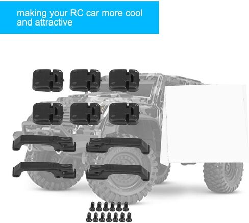 RC Car Door Hinge, Durable Plastic Simulation Set for 1/10 Scale RC Crawler Parts, Black for Off-Road Enthusiasts and Hobbyist Customization Projects in Saudi Arabia