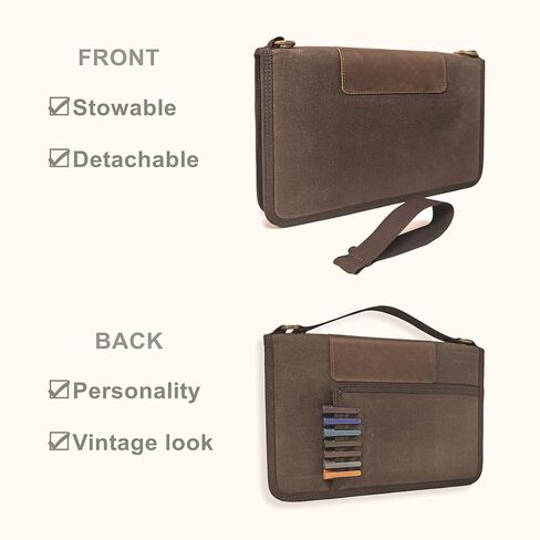 A5 Zippered Field Journal Cover with Detachable Strap, Waxed Canvas ＆ Leather Accent Notebook Organizer Case with Pen Holder, Includes 5.8″ x 8.3″ Refill, Fits Up to 4 Notebooks for Travel, EDC, Brown in Saudi Arabia