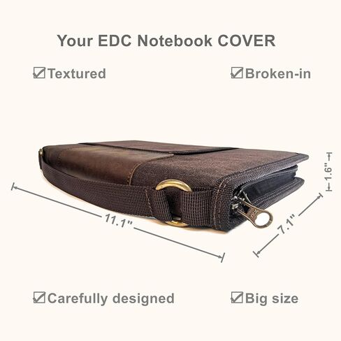 A5 Zippered Field Journal Cover with Detachable Strap, Waxed Canvas ＆ Leather Accent Notebook Organizer Case with Pen Holder, Includes 5.8″ x 8.3″ Refill, Fits Up to 4 Notebooks for Travel, EDC, Brown in Saudi Arabia