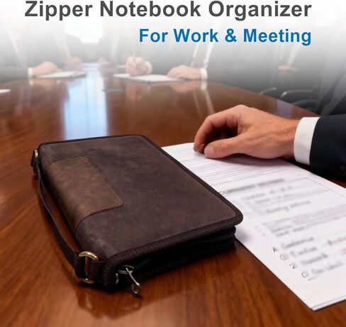 A5 Zippered Field Journal Cover with Detachable Strap, Waxed Canvas ＆ Leather Accent Notebook Organizer Case with Pen Holder, Includes 5.8″ x 8.3″ Refill, Fits Up to 4 Notebooks for Travel, EDC, Brown in Saudi Arabia