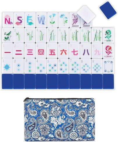 Sweet Jojo Designs Mahjong Tile Set Cute, Pretty Mah Jongg Sets American, 160 1.26in. Engraved 4 Layer Acrylic Mojang Tile Game Set, Beautiful Mahjong Accessories and Gifts Travel Bag (Green and Pink) in Kuwait