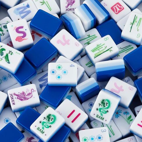 Sweet Jojo Designs Mahjong Tile Set Cute, Pretty Mah Jongg Sets American, 160 1.26in. Engraved 4 Layer Acrylic Mojang Tile Game Set, Beautiful Mahjong Accessories and Gifts Travel Bag (Green and Pink) in Kuwait