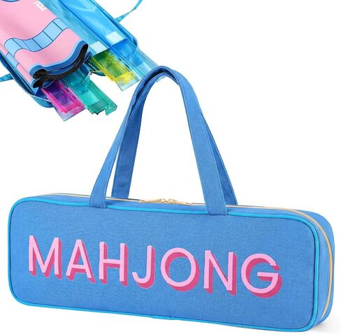 Canvas Mahjong Rack Bag for Racks and Mat Empty Mahjong Rack Storage Bag with Handle Zipper and 4 Separate Compartments for Gifts Accessories Tile Game Pushers(Green) in Kuwait