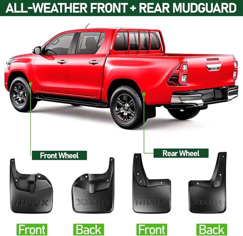 اللوحات الطينية المتوافقة مع Toyota Hilux VIGO REVO 2015-2025، واقيات الطين من الطين في جميع الأحوال الجوية، واقي الطين الأمامي والخلفي مناسب لملحقات Hilux Vigo Revo، مجموعة 4 قطع لا تحتاج إلى حفر، واقي إطار الطين in Kuwait