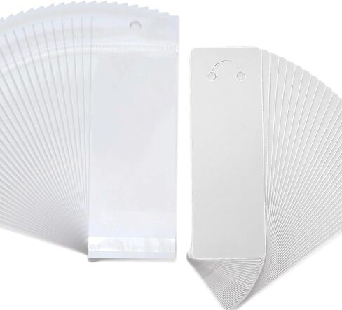 100Set White Keychain Display Cards with Self-Sealing Bags 2’’ x 5.9’’ Long Keyring Cardstock Holder Keychain Packaging Supplies Jewelry Display Cards for Small Business Selling in Kuwait
