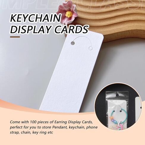 100Set White Keychain Display Cards with Self-Sealing Bags 2’’ x 5.9’’ Long Keyring Cardstock Holder Keychain Packaging Supplies Jewelry Display Cards for Small Business Selling in Kuwait