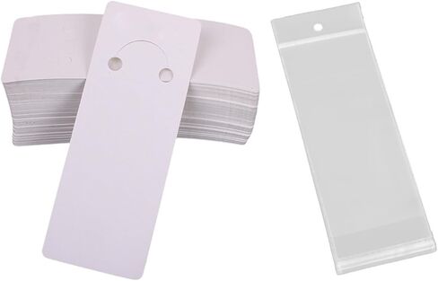 100Set White Keychain Display Cards with Self-Sealing Bags 2’’ x 5.9’’ Long Keyring Cardstock Holder Keychain Packaging Supplies Jewelry Display Cards for Small Business Selling in Kuwait