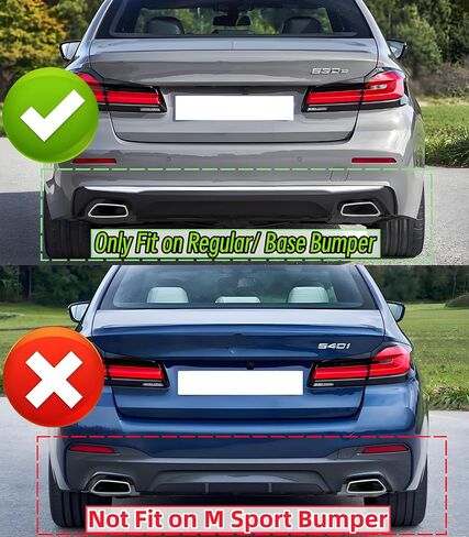 ناشر خلفي مع ضوء LED مناسب لسيارة BMW 5 Series G30 LCI 2021-2023 530e/ 530i/ 540i (الطراز الأساسي/العادي فقط)، استبدال المصد الخلفي للملحقات الخارجية لفاصل الشفة السفلية باللون الأسود اللامع in Kuwait