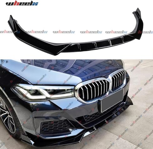 موزع الشفاه الأمامي متوافق مع BMW 5 Series G30 LCI M Sport 2021-2023، طراز GT باللون الأسود اللامع، يناسب موديلات 530i 530e 540i M550i وxDrive - WheelX in Kuwait