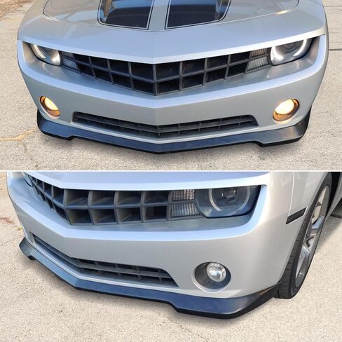 IKON MOTORSPORTS الشفة الأمامية الممتصة للصدمات متوافقة مع 2010-2013 شيفروليه كامارو V6، طراز SS مادة خام غير مطلية باللون الأسود من البولي يوريثان لمسة نهائية للشفاه الأمامية أسفل الذقن in Kuwait