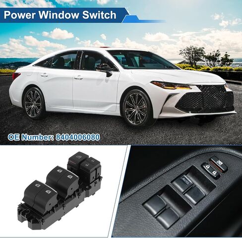 مفتاح نافذة الطاقة الجانبي الأمامي الأيسر من X AUTOHAUX لسيارة Toyota Avalon 2018-2020 مفتاح التحكم في النافذة رقم 8404006080 أسود in Kuwait