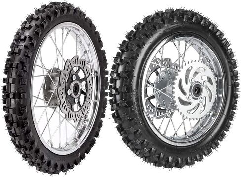 Front 2.50-10 Dirt Bike Tire 10" Disc Brake Tire Rim Wheel Assembly 12mm Bearing for CRF50 XR50 SSR Apollo 50cc 70cc 90cc 110cc 125cc Mini Pit Dirt Bike Monkey Trail Bike Razor in Kuwait