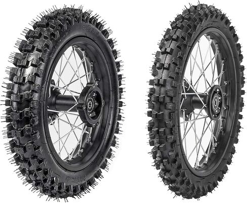 Front 2.50-10 Dirt Bike Tire 10" Disc Brake Tire Rim Wheel Assembly 12mm Bearing for CRF50 XR50 SSR Apollo 50cc 70cc 90cc 110cc 125cc Mini Pit Dirt Bike Monkey Trail Bike Razor in Kuwait