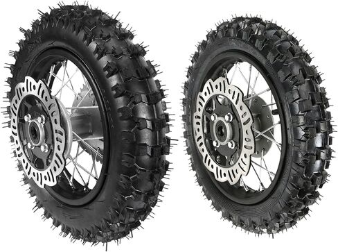 Front 2.50-10 Dirt Bike Tire 10" Disc Brake Tire Rim Wheel Assembly 12mm Bearing for CRF50 XR50 SSR Apollo 50cc 70cc 90cc 110cc 125cc Mini Pit Dirt Bike Monkey Trail Bike Razor in Kuwait