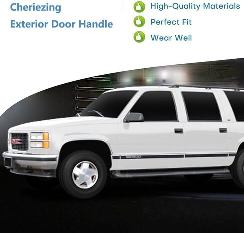 مقبض باب خارجي من Cheriezing متوافق مع موديلات مختارة من Chevy & GMC 1988-2000 Tahoe Yukon C1500 C2500 C3500 K1500 K2500 K3500#15742229 15742230 الجانب الأمامي الأيسر والأيمن - أسود مزخرف 2 قطعة in Kuwait