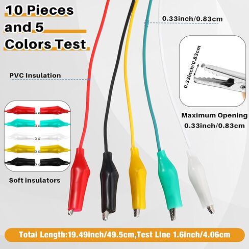 Tujoe Vacuum-Rated Valve Core Remover Installer Tool with Refrigeration Repair Wrench Set 3/8" 1/4" 5/16" 3/16" Service Ratchet Wrench Hex Bit Adapter Cord Alligator Clips Test Leads in Kuwait