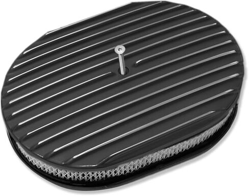 For Ford Small Block 289 302 351W 5.0L 1962-1985 Tall Ball Milled Valve Covers & 12" Oval Finned Air Cleaner & PCV Breather Combo Kit Black Aluminum in Kuwait