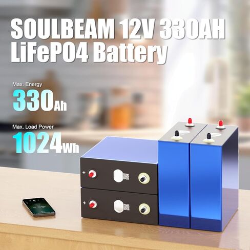 3.2v 330AH LiFePO4 Grade A Battery Cells - 7000+ Deep Cycle Lithium Replacement Batteries for Solar Systems, Cars, RVs, Boats（4PCS） in Kuwait