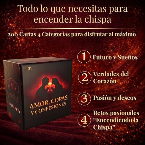 Amor, Copas y Confesiones Spanish Couples Card Game, Relationship-Building Conversation, Romantic Couples Card Game. Juego de Cartas para Parejas. Retos Romanticos, Ideal para Date Night in Saudi Arabia