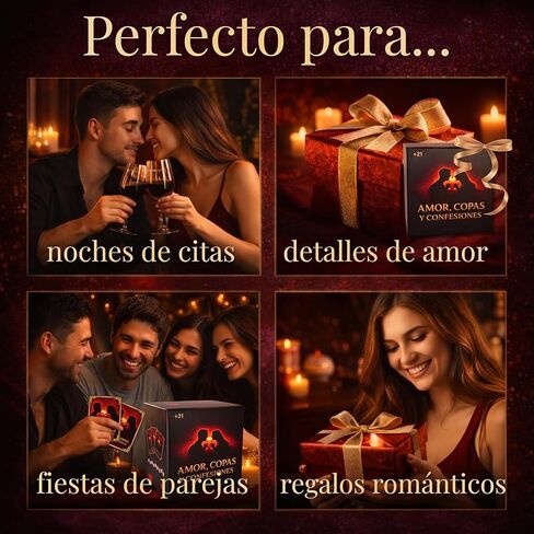 Amor, Copas y Confesiones Spanish Couples Card Game, Relationship-Building Conversation, Romantic Couples Card Game. Juego de Cartas para Parejas. Retos Romanticos, Ideal para Date Night in Saudi Arabia