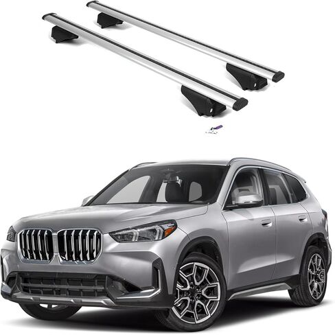 قضبان متقاطعة لحامل السقف ERKUL لسيارات BMW X1 U11 2023-2026 | قضبان متقاطعة من الألومنيوم مع قفل مضاد للسرقة على السطح | متوافق مع قضبان التدفق - فضي in Kuwait