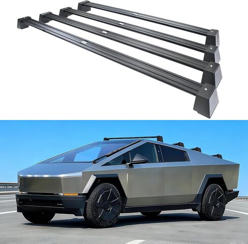 قضبان متقاطعة لسقف سبائك الألومنيوم متوافقة مع Tesla Cybertruck 2024-2026، حامل بضائع عالي التحمل قابل للقفل، سعة 176 رطل لخيمة سقف صندوق التزلج على دراجة كاياك (عبوتان) in Kuwait